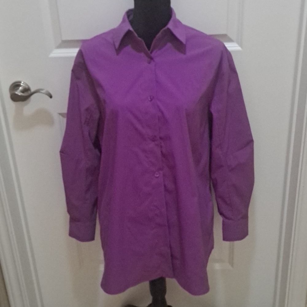 ATHLETA fuschia/pink purple small button down, wore 2x!